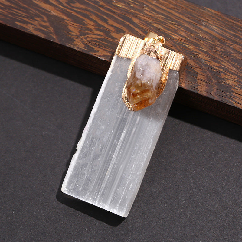 Gypsum Bar Long Strip Inlaid Crystal Pendant