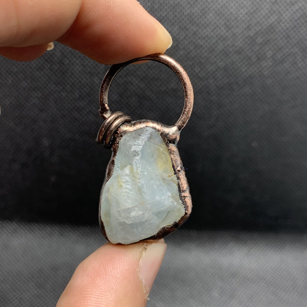 Retro Style Amethyst Citrine Fluorite Black Tourmaline White Crystal Column Pendant