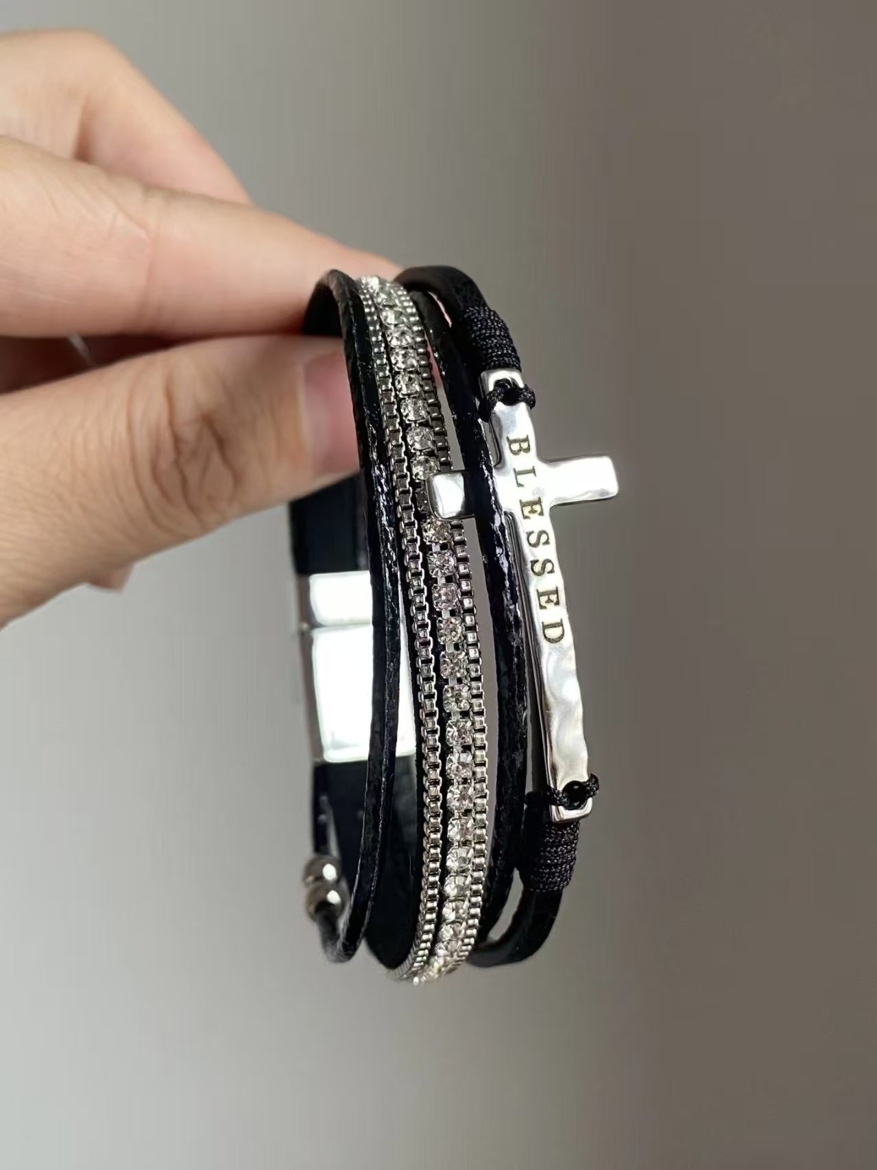 Dark Hot Style Leather Cross Retro Personality High Sense Fashionable Bracelets
