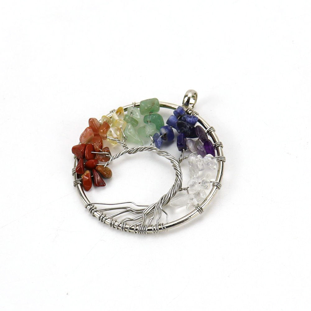 Gravel Crystal Lucky Tree Colorful Stone Pendant