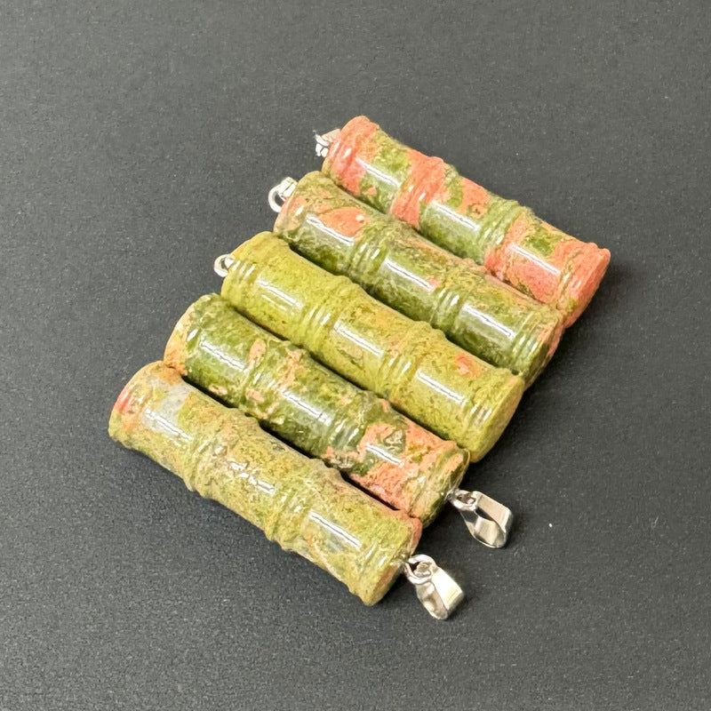Bamboo Joint Natural Crystal Agate Stone Festival Pendants