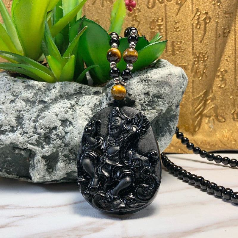 Crystal Taoist Master Full Obsidian Arhat Pendants