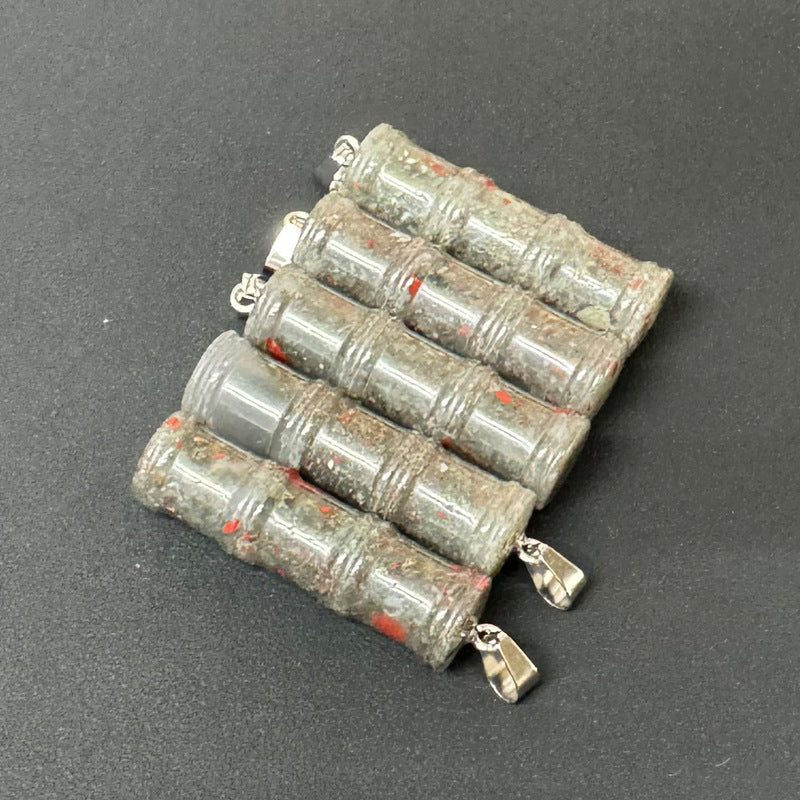 Bamboo Joint Natural Crystal Agate Stone Festival Pendants
