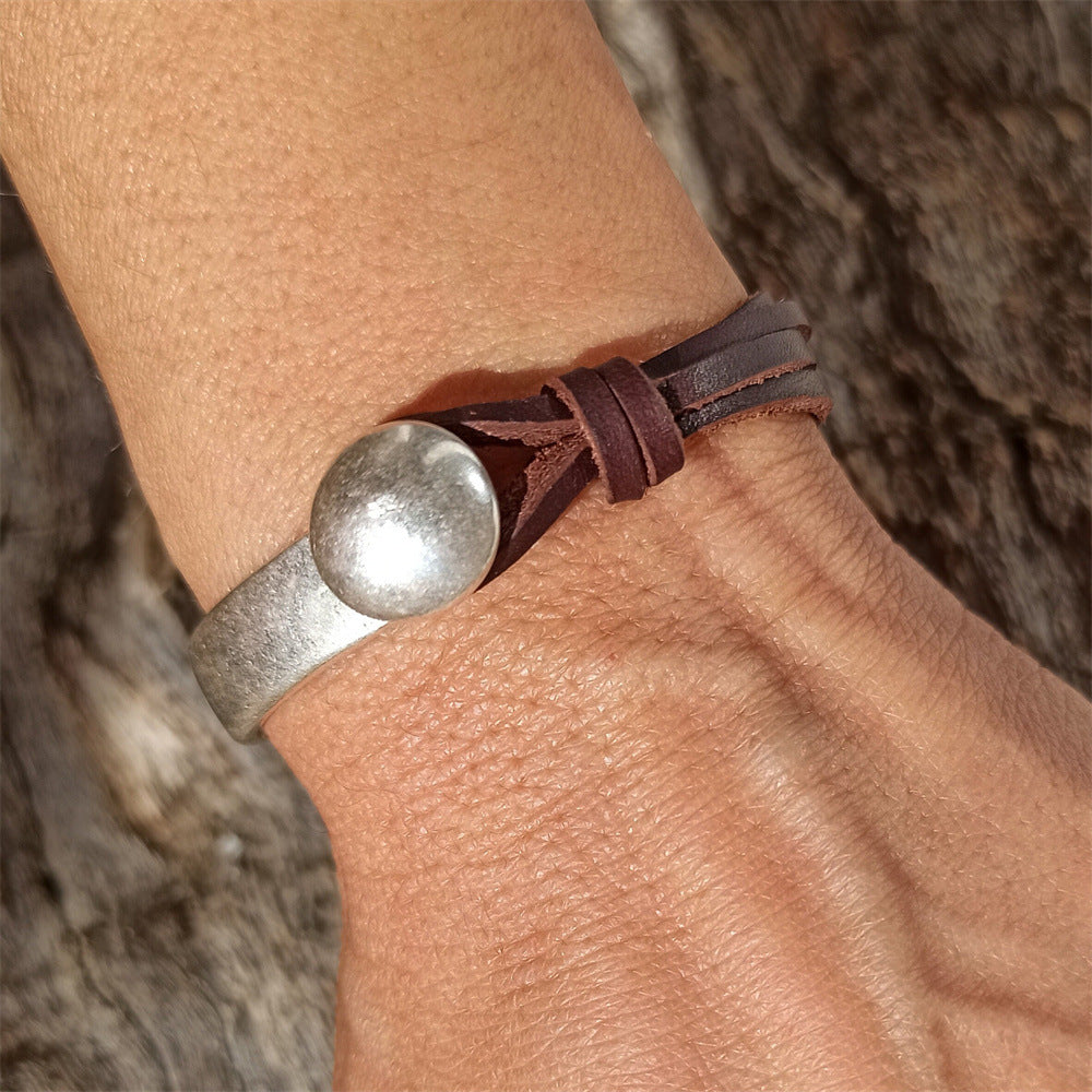 Independent Column Light Luxury Simplicity Round Acrylic Alloy Artistic Retro Bracelets