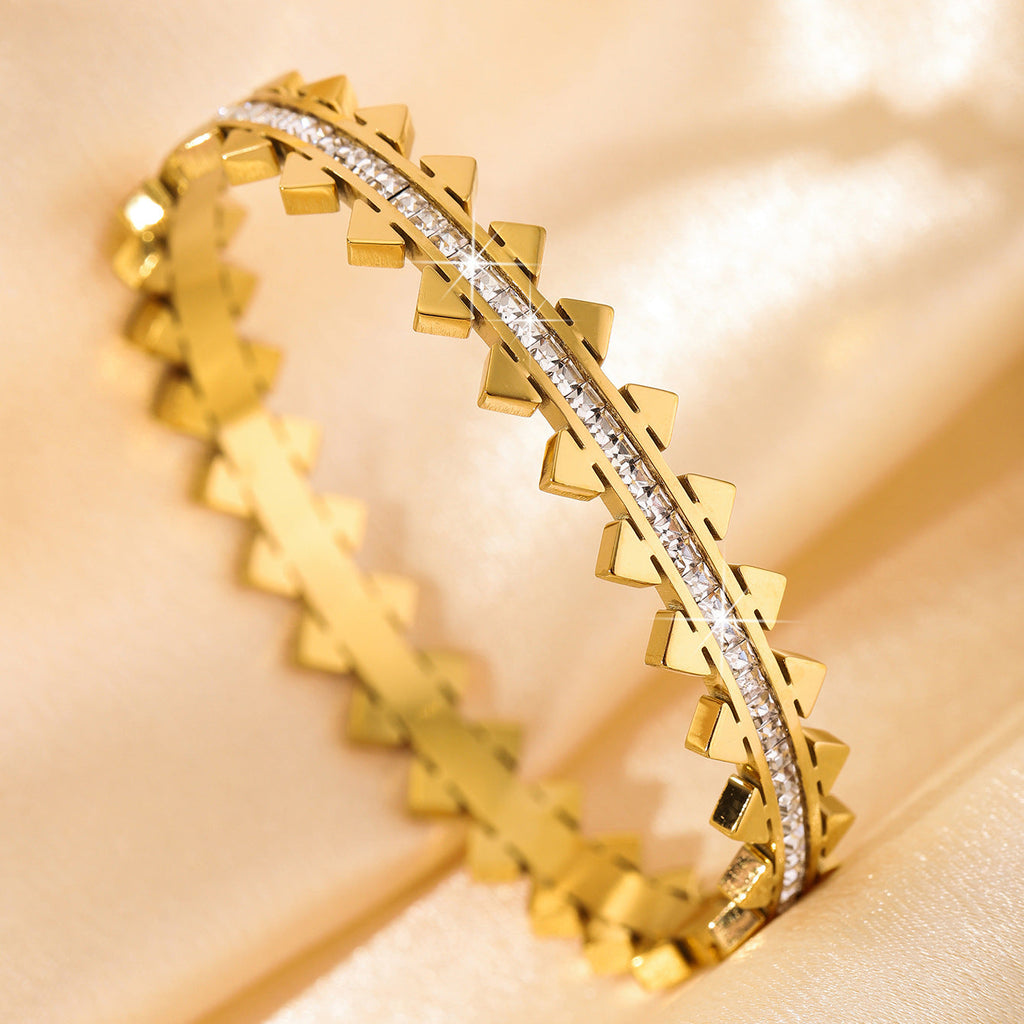 Titanium Steel High-grade Retro Chinese Flower Bow Fashionable Bracelet