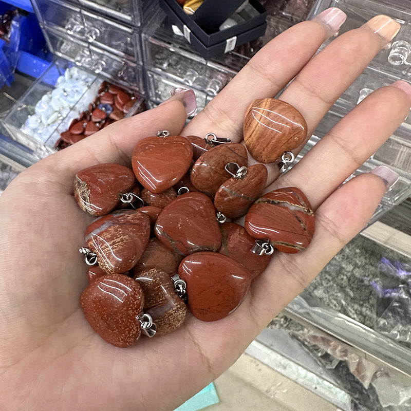 Amethyst Agate Peach Heart Natural Stone Pendant