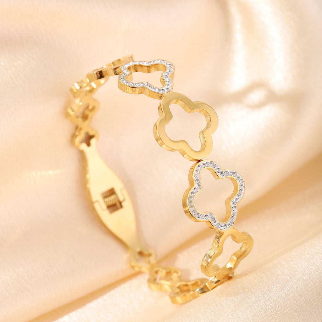 Titanium Steel High-grade Retro Chinese Flower Bow Fashionable Bracelet