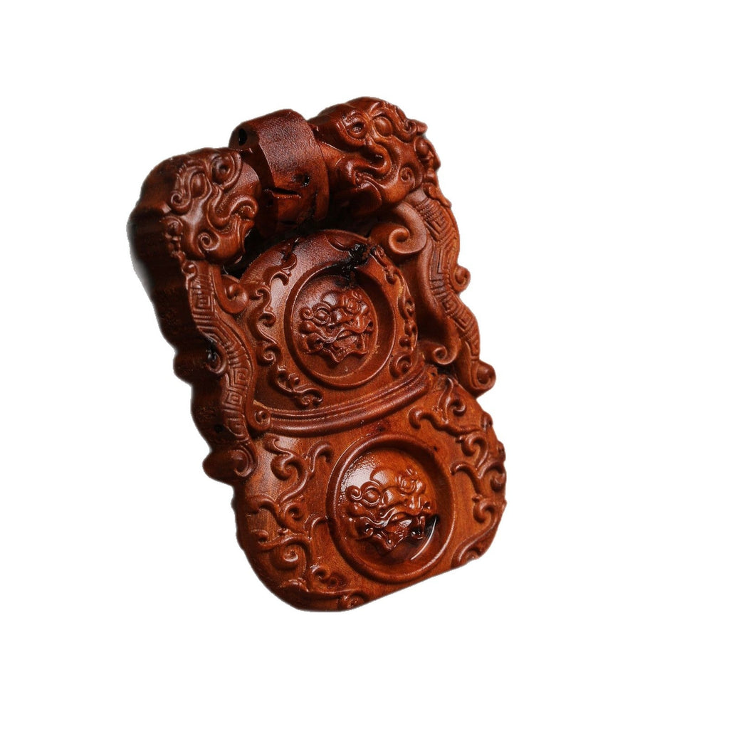 Tree Diamond Lock Double-sided Carved Lucky Safe Pendants