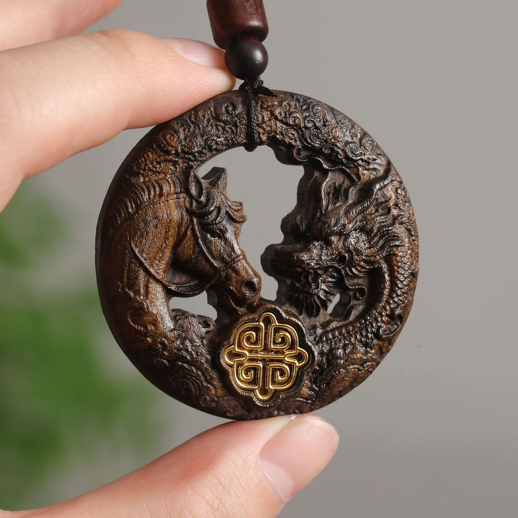 Powerful Dragon Horse Spirit Hollow Inlaid Personalized Pendant