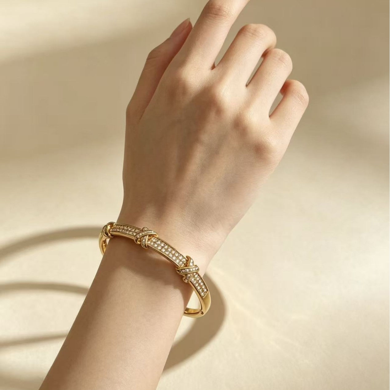 Women's Cross Diamond Gold Niche Design Source Bracelet