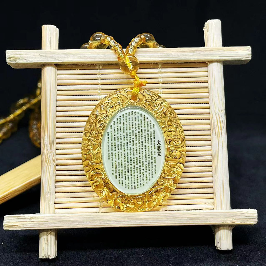 Mantra Glass Sweater Chain Bodhisattva Temple Pendant