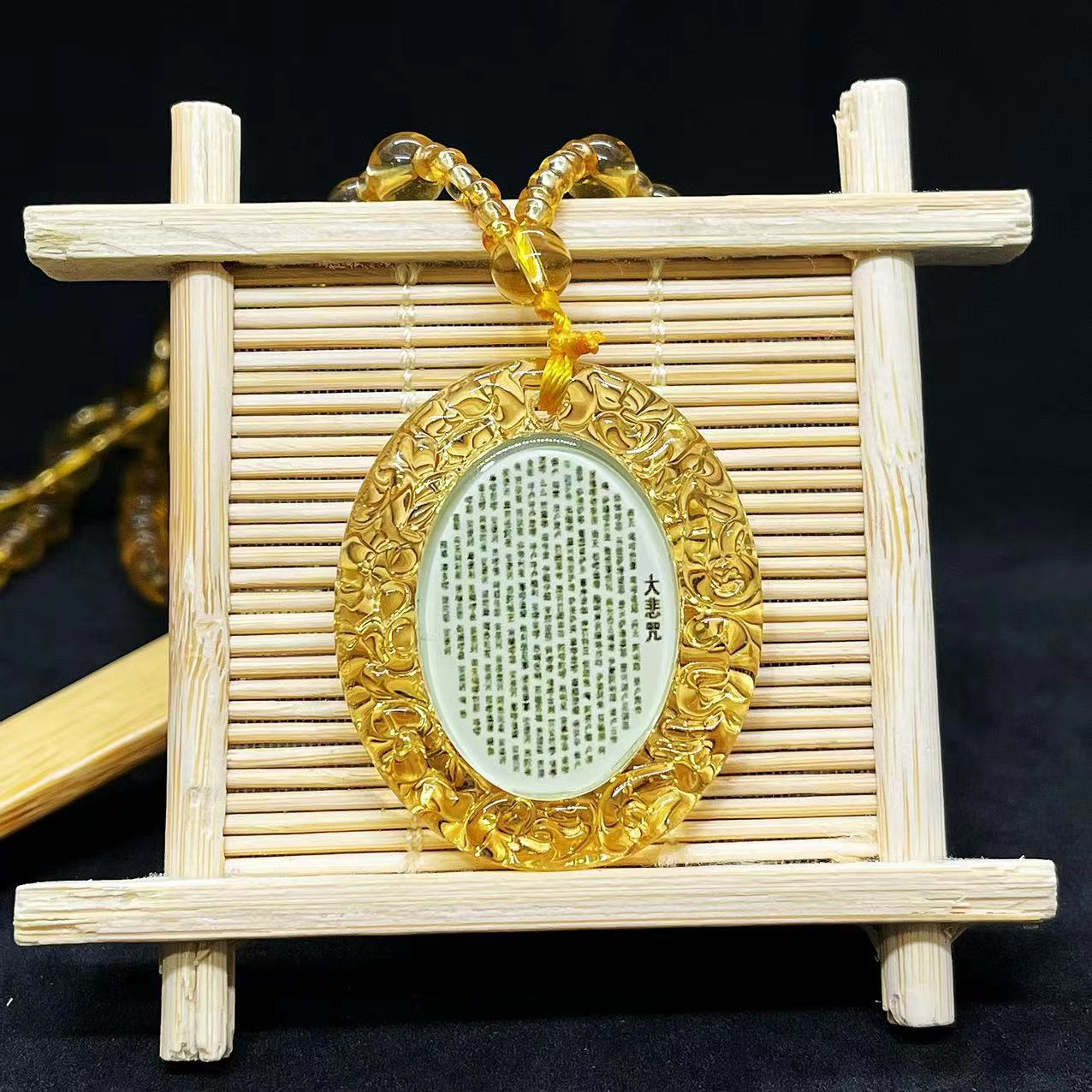 Mantra Glass Sweater Chain Bodhisattva Temple Pendant