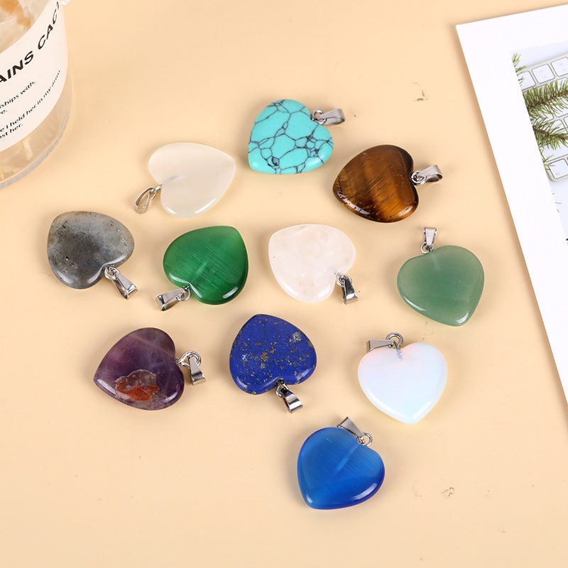 Amethyst Agate Peach Heart Natural Stone Pendant