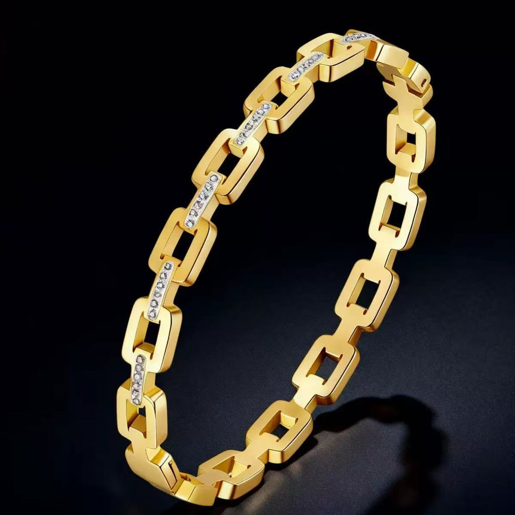 Fashion Square Diamond Titanium Steel Buckle Bracelet