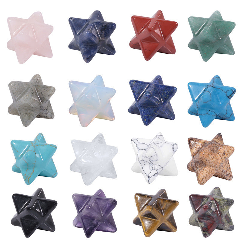 Natural Crystal Stone Six-pointed Star Three-dimensional Of Pendants