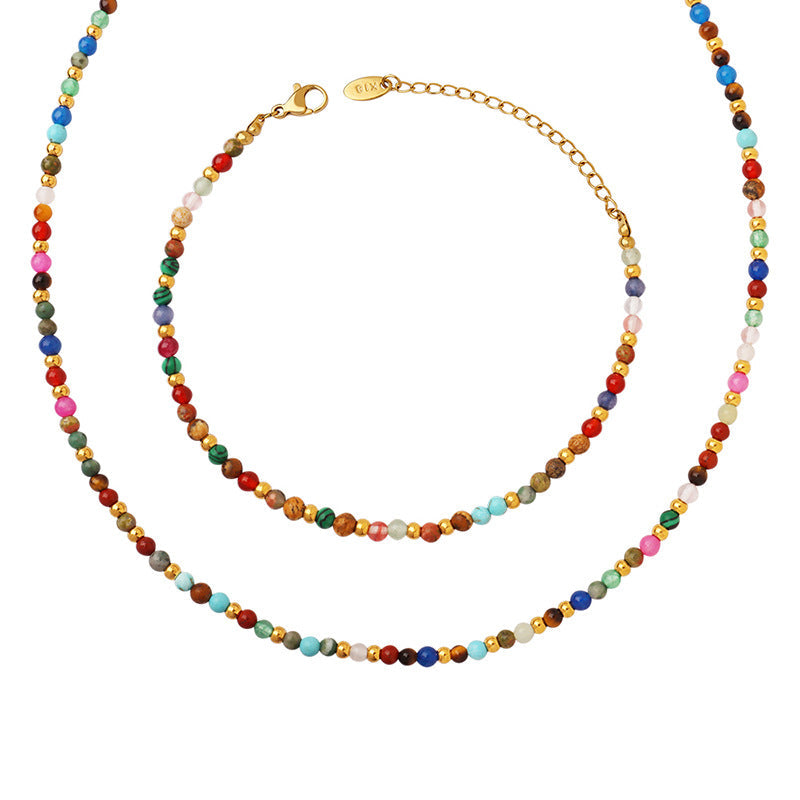 Natural Stone Titanium Steel Bead Bohemian Ethnic Bracelets