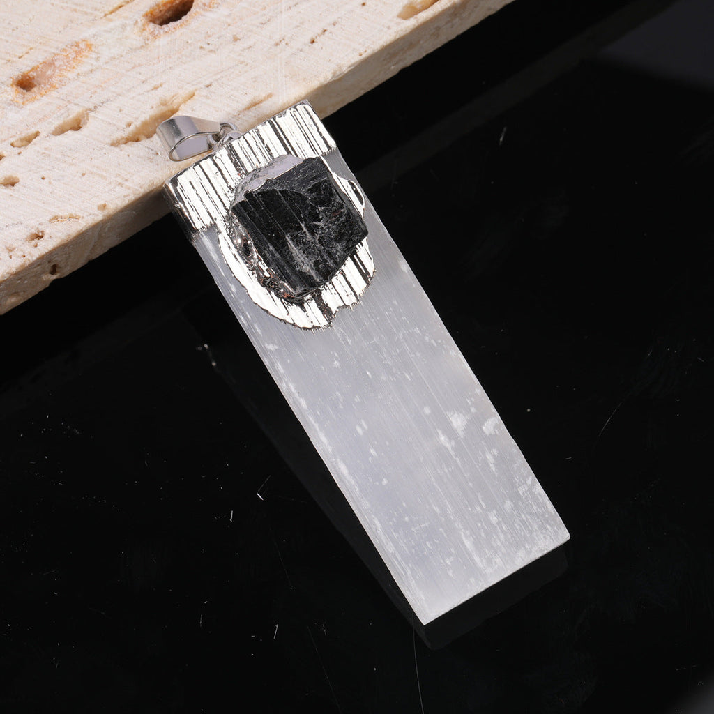 Gypsum Bar Long Strip Inlaid Crystal Pendant