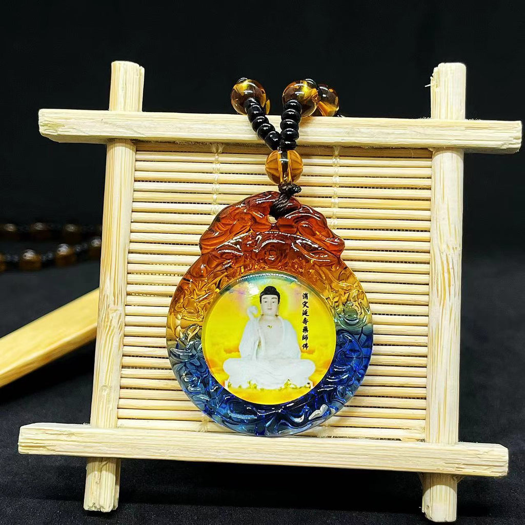 Mantra Glass Sweater Chain Bodhisattva Temple Pendant