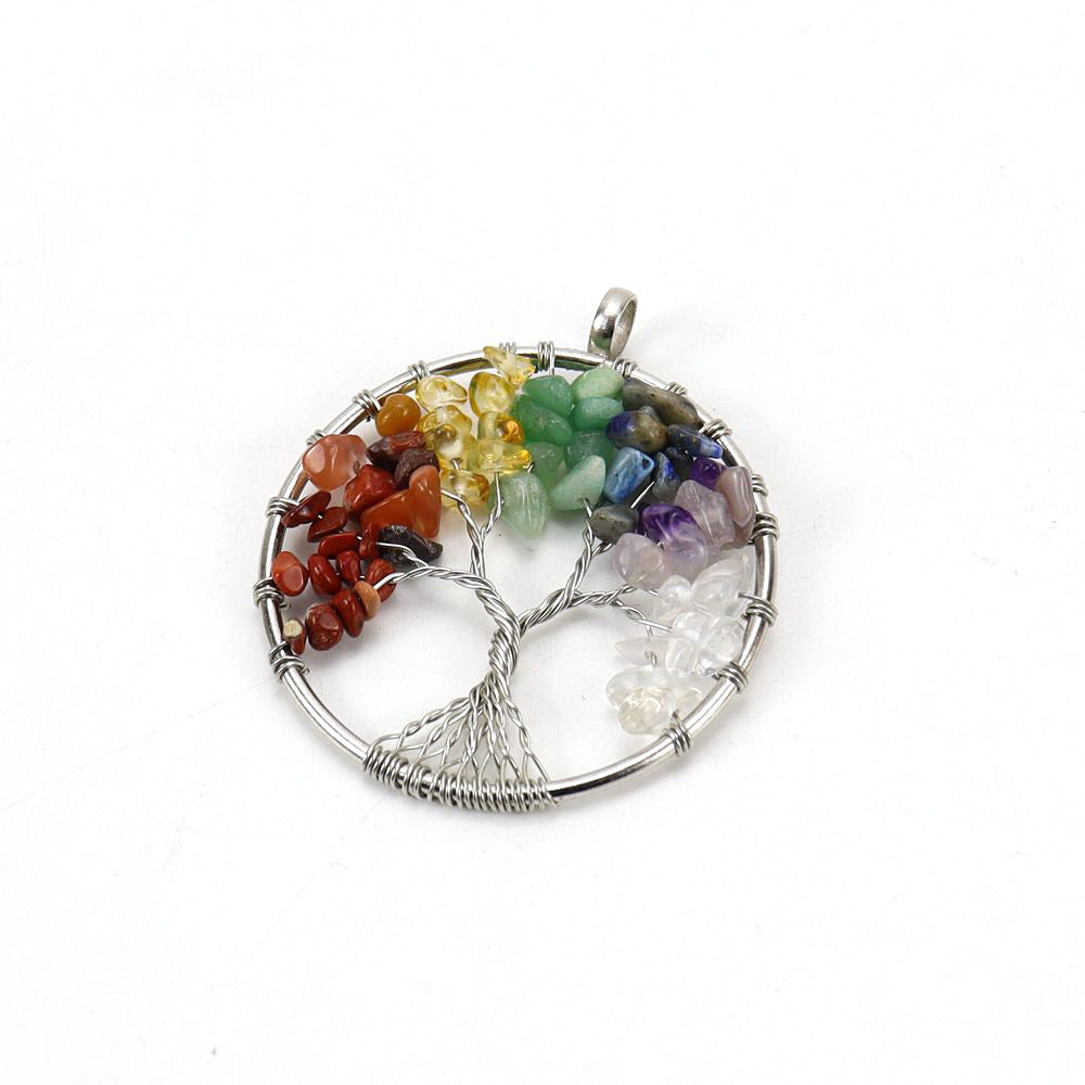 Gravel Crystal Lucky Tree Colorful Stone Pendant