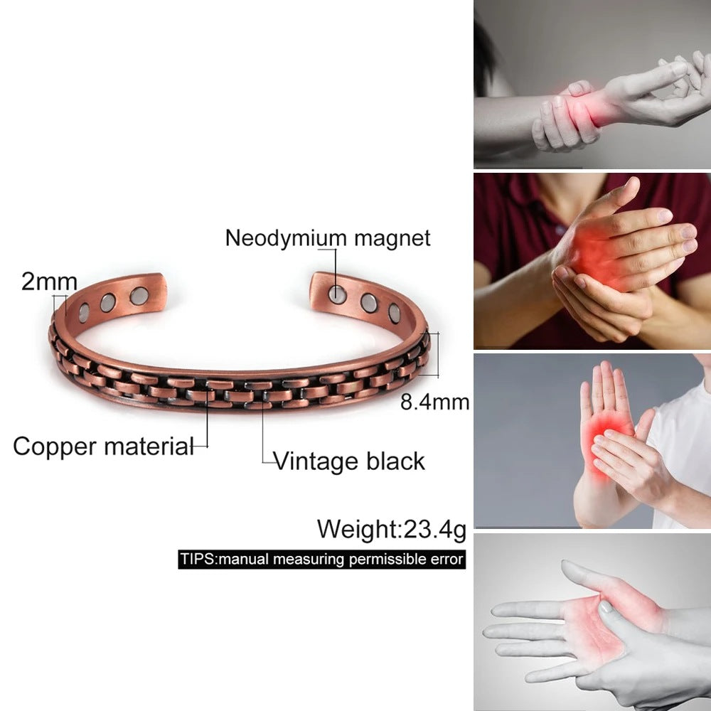 Women's & Men's Magnetic Pure Copper Retro Adjustable Bracelet