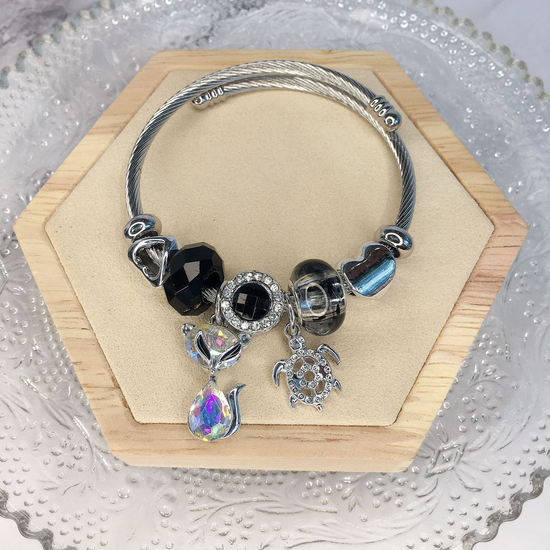 Women's Electroplated Pink Swan Fox Turtle Alloy Bracelets