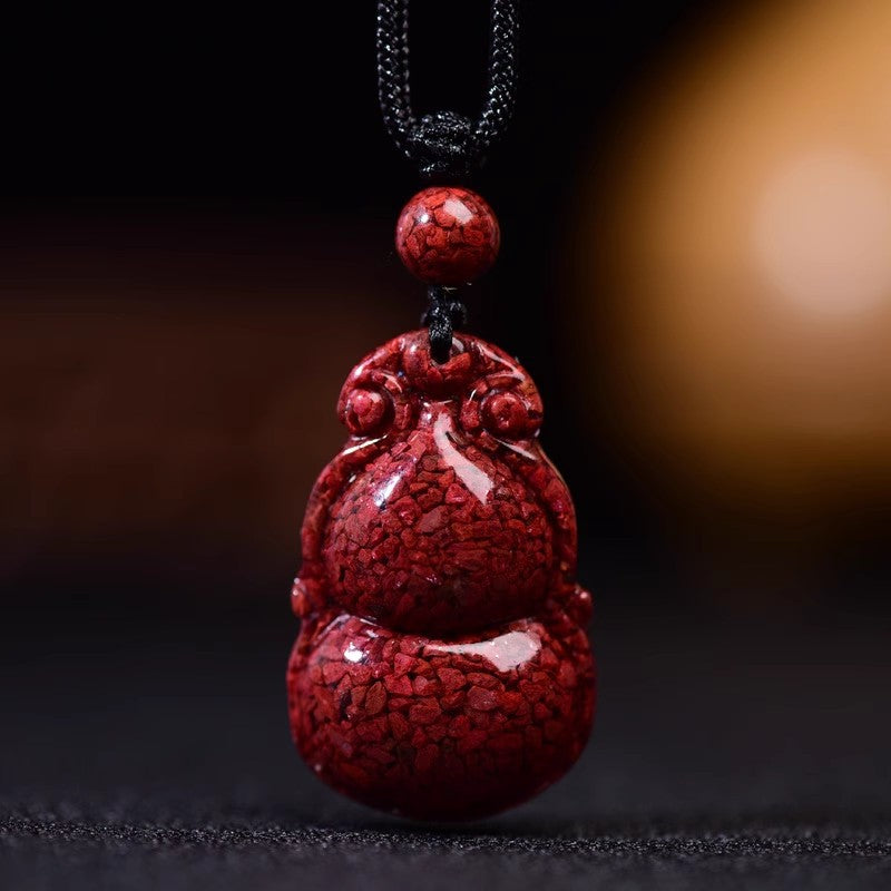 Crystal Sand Lucky Peace Buckle Bead Cinnabar Live Pendant