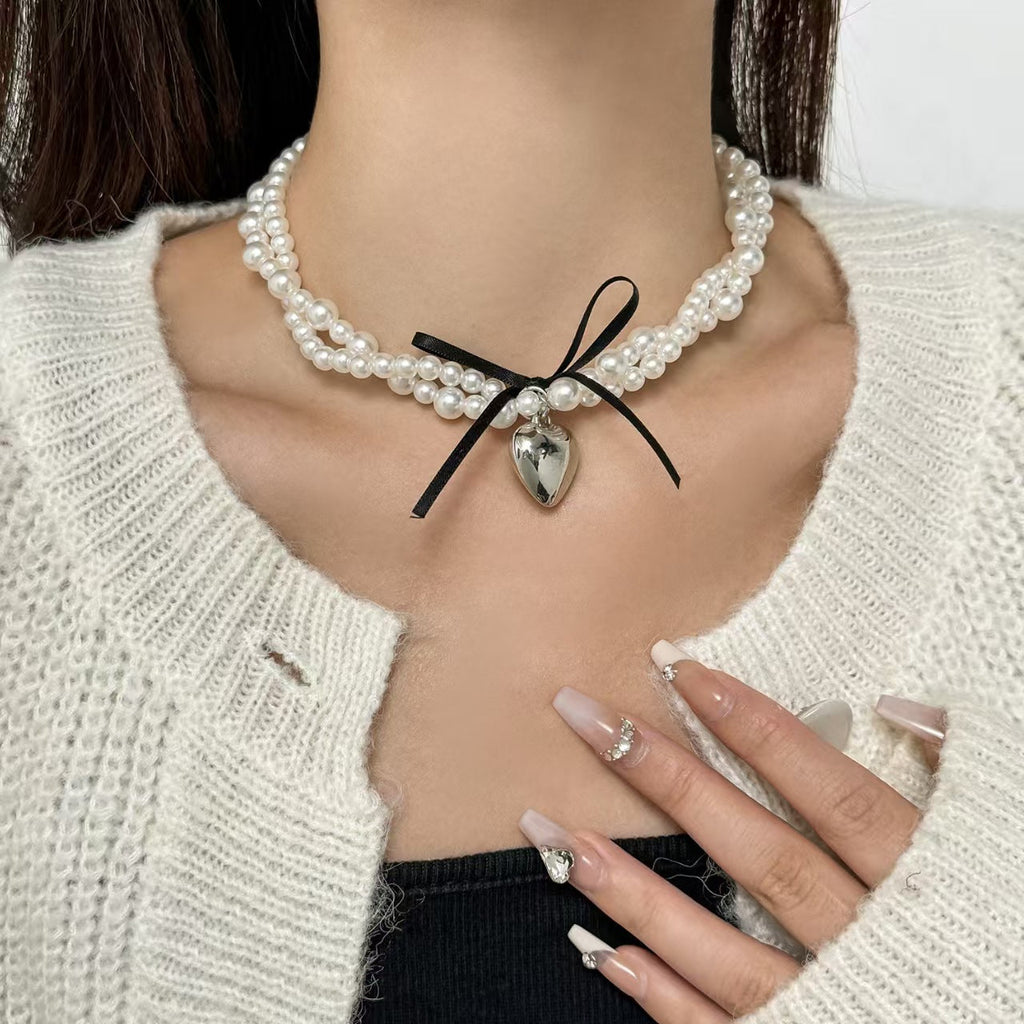 Women's & Men's Pearl Cross Hip Hop Niche Design Clavicle Necklaces