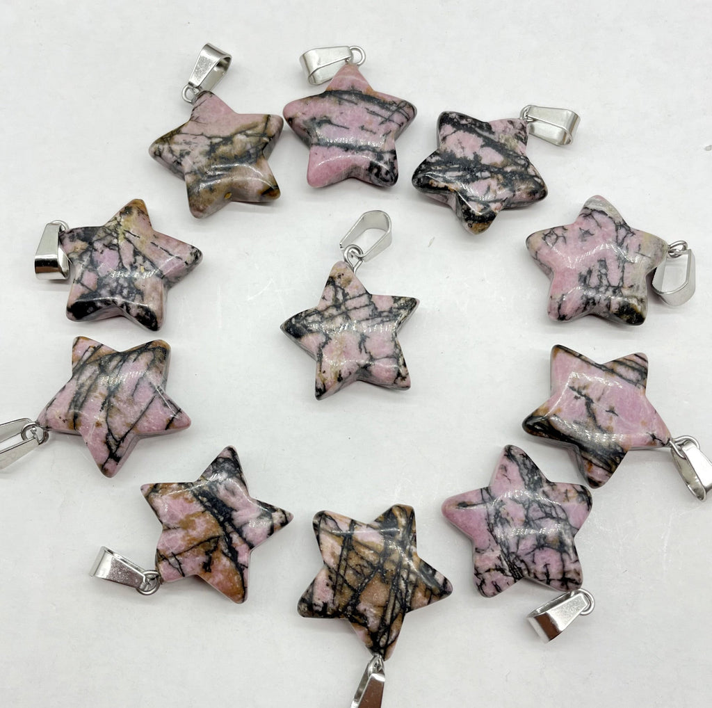 Natural Stone Crystal Agate Five-pointed Star Pendants