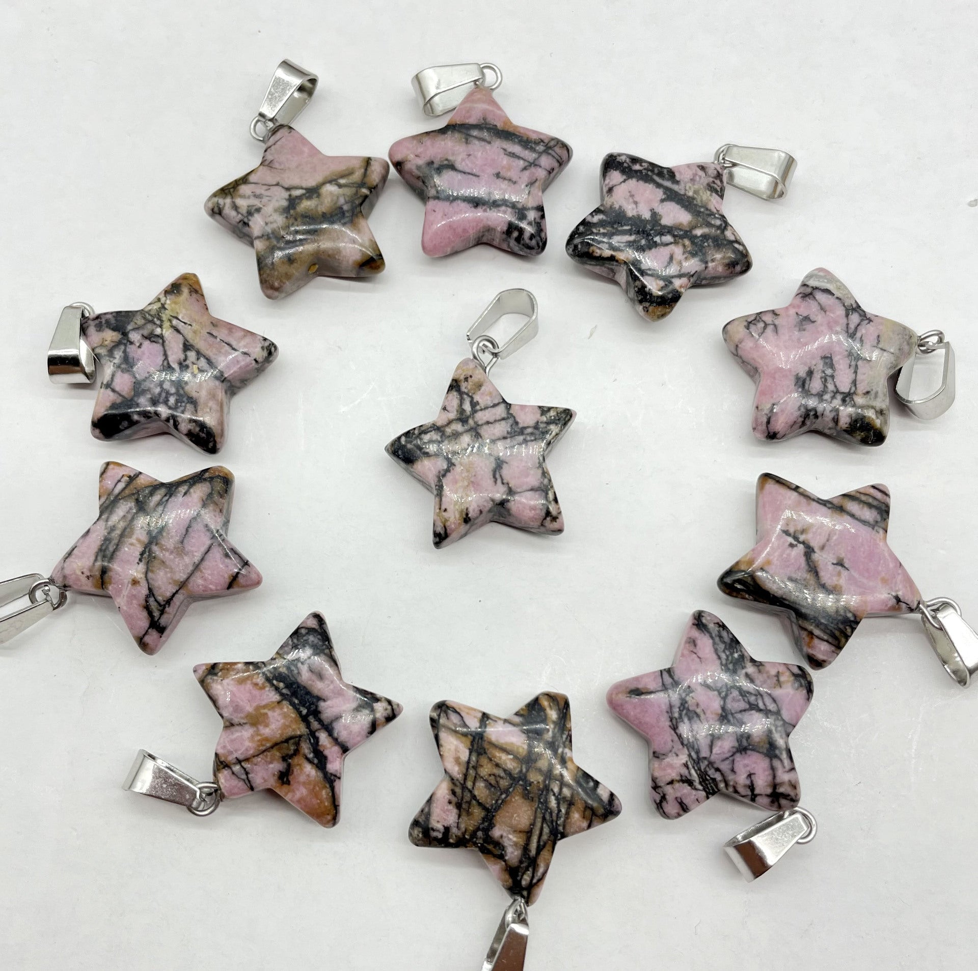 Natural Stone Crystal Agate Five-pointed Star Pendants