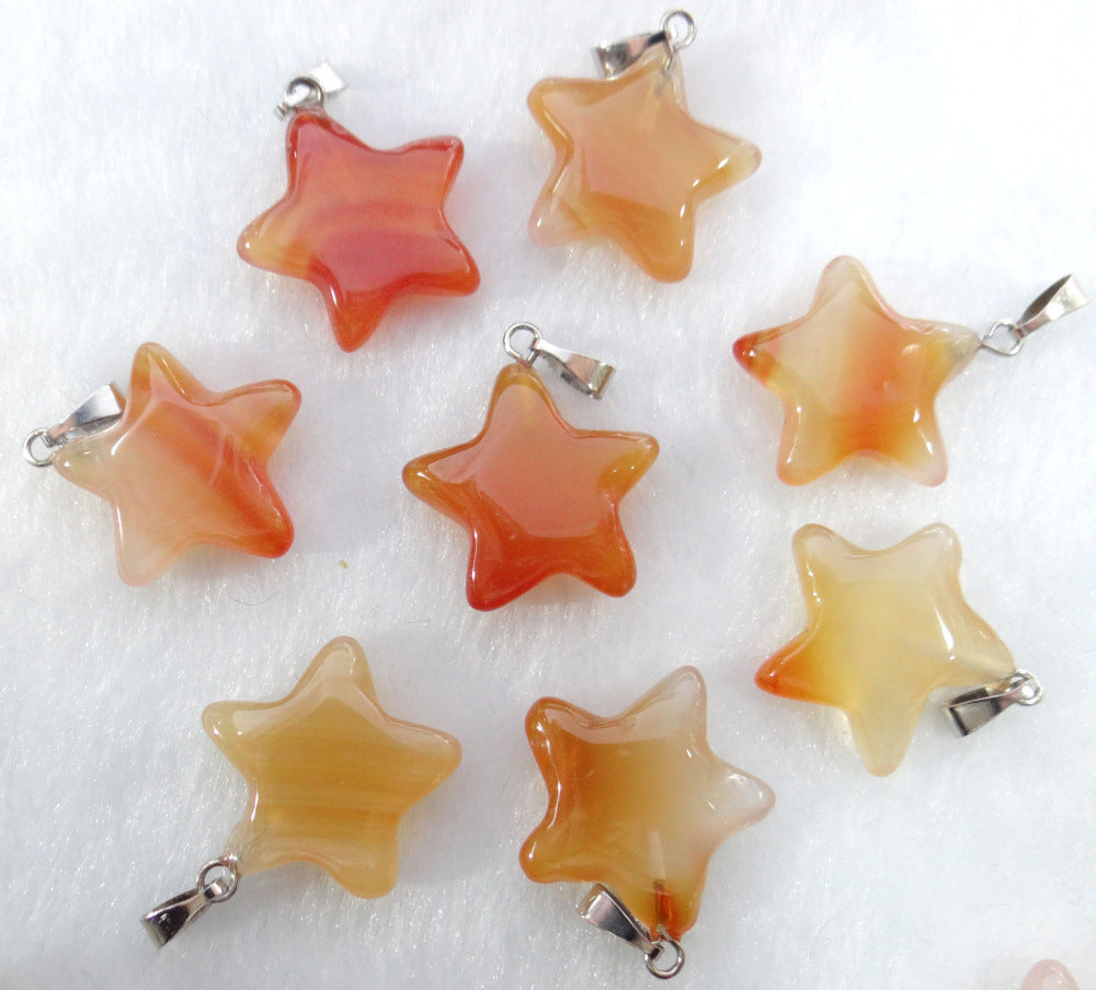 Natural Stone Crystal Agate Five-pointed Star Pendants
