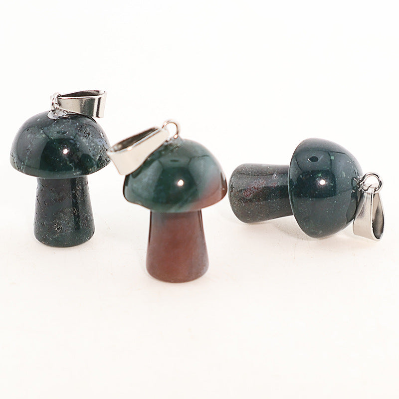 Natural Crystal Jade Mushroom Tigereye Pink Pendant