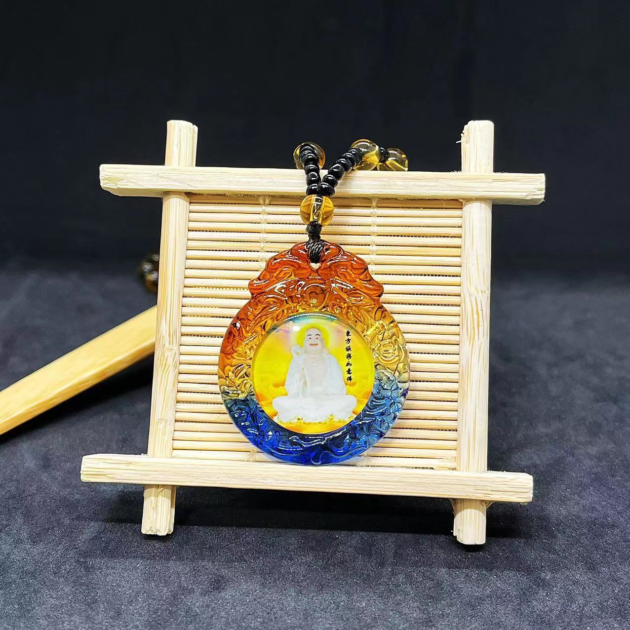 Mantra Glass Sweater Chain Bodhisattva Temple Pendant
