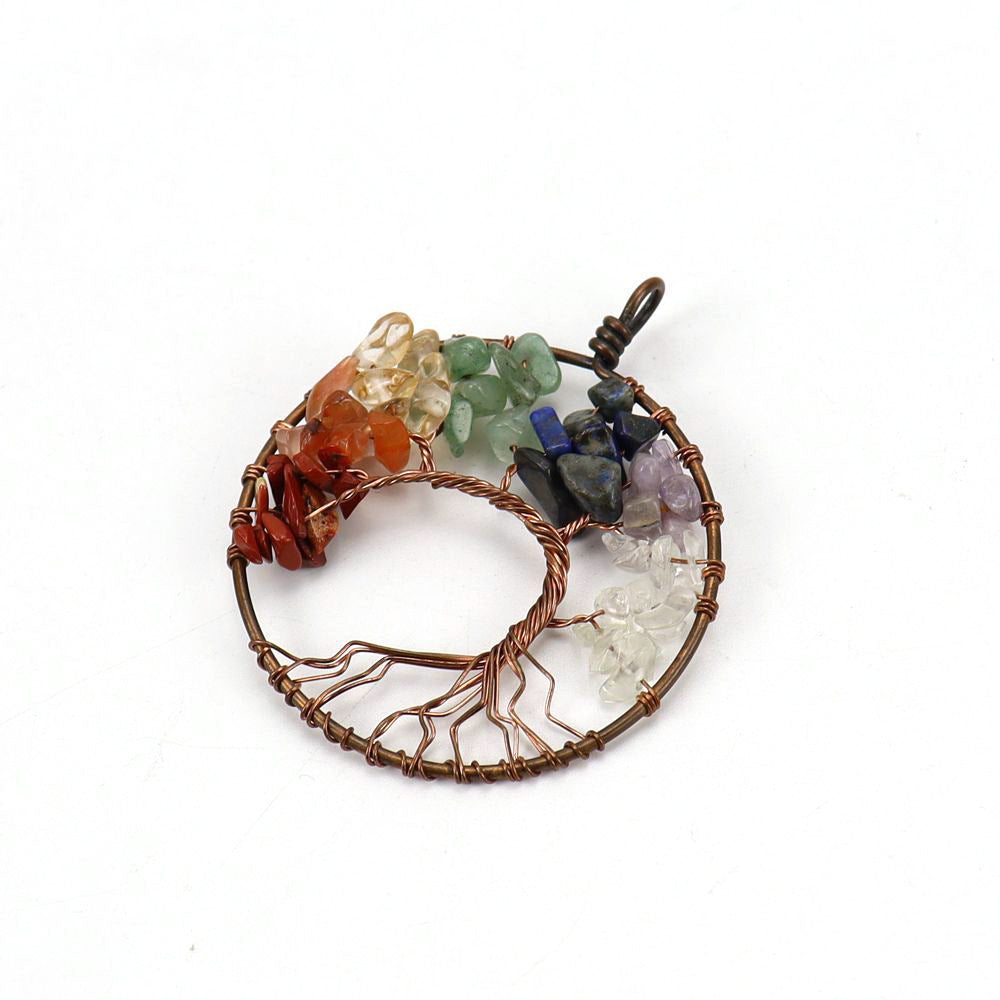 Gravel Crystal Lucky Tree Colorful Stone Pendant