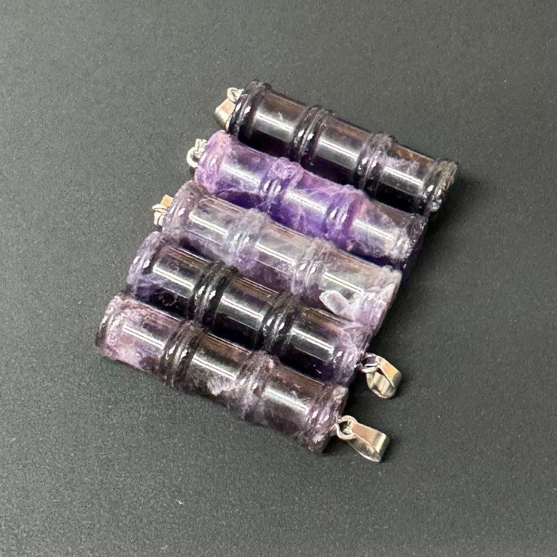 Bamboo Joint Natural Crystal Agate Stone Festival Pendants