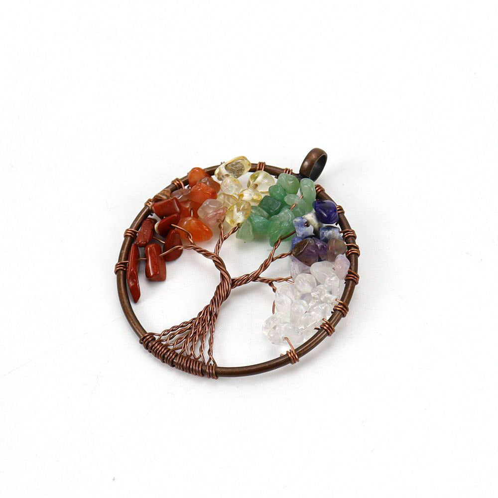 Gravel Crystal Lucky Tree Colorful Stone Pendant