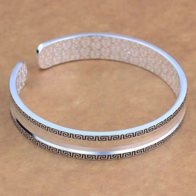 Men's Texture Open Hand Solid Ripple Concave Bracelet