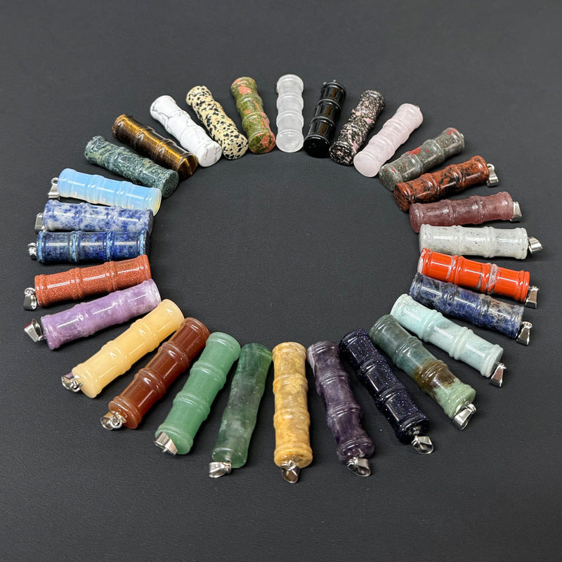 Bamboo Joint Natural Crystal Agate Stone Festival Pendants