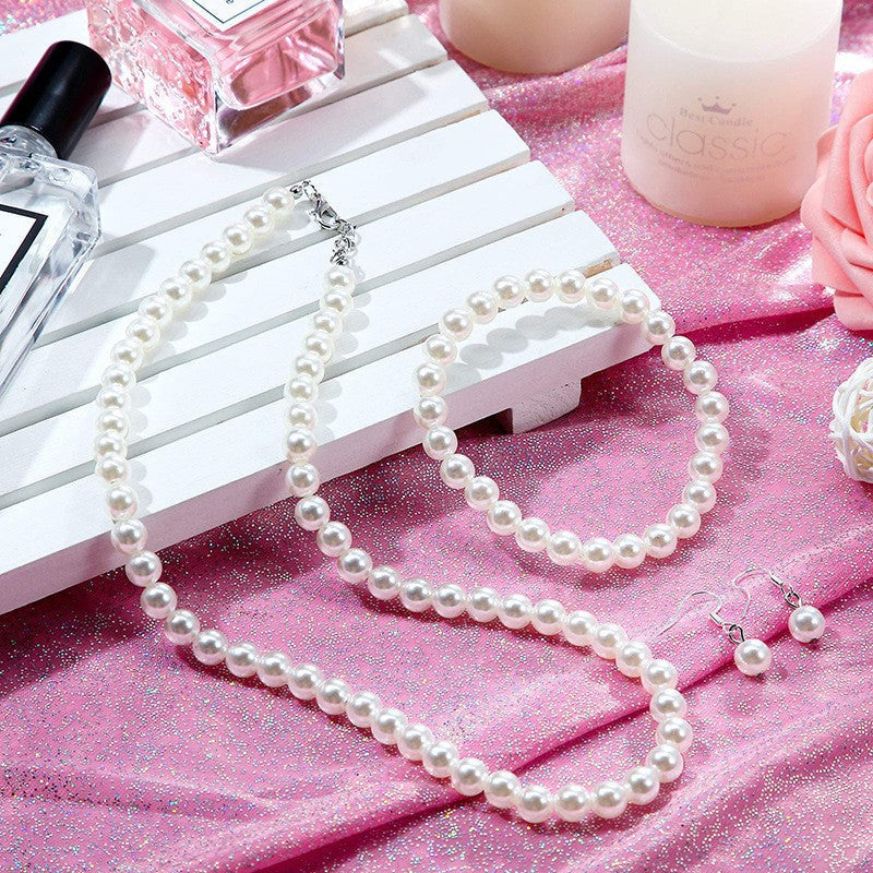 Women's Three-piece Imitation Pearl Retro Suit Jewelry Set