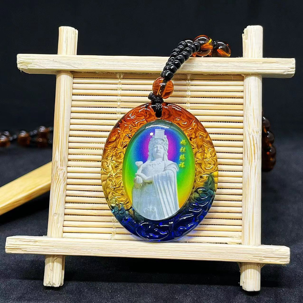 Mantra Glass Sweater Chain Bodhisattva Temple Pendant