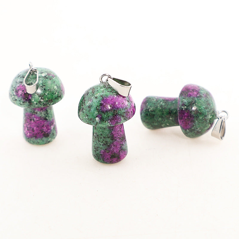 Natural Crystal Jade Mushroom Tigereye Pink Pendant