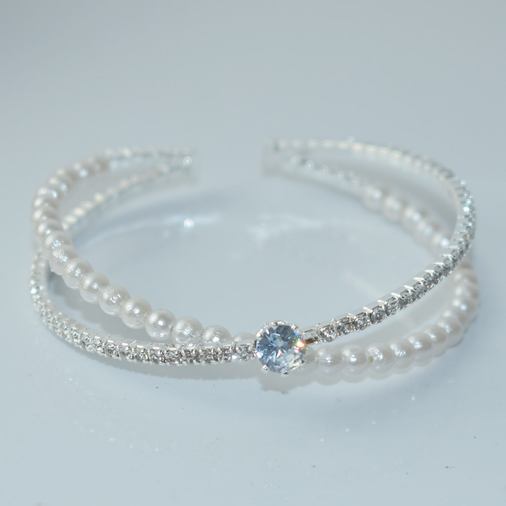Women's Zircon Cross Open Simple Light Luxury French Bracelet