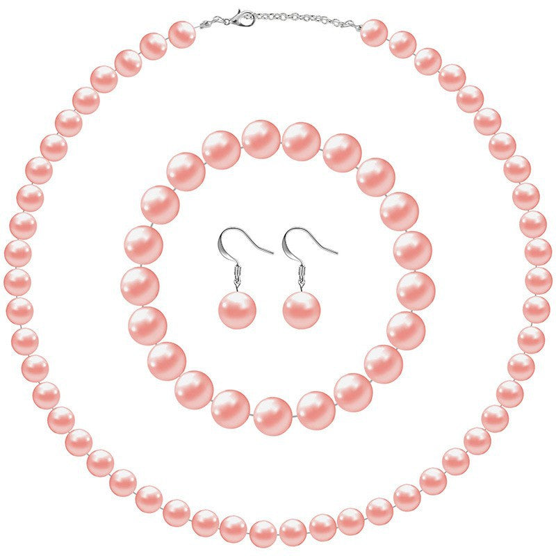 Women's Three-piece Imitation Pearl Retro Suit Jewelry Set