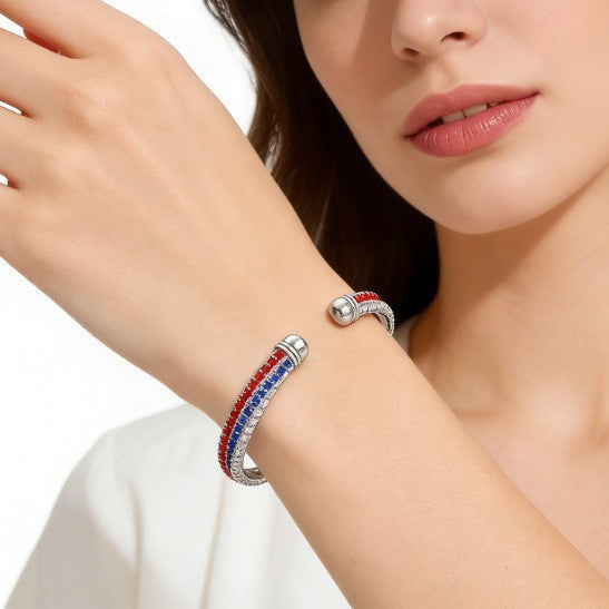 Fashion Luxury Popular Rhinestone Staggered Independence Day Bracelet