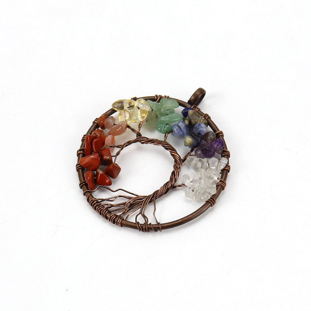 Gravel Crystal Lucky Tree Colorful Stone Pendant