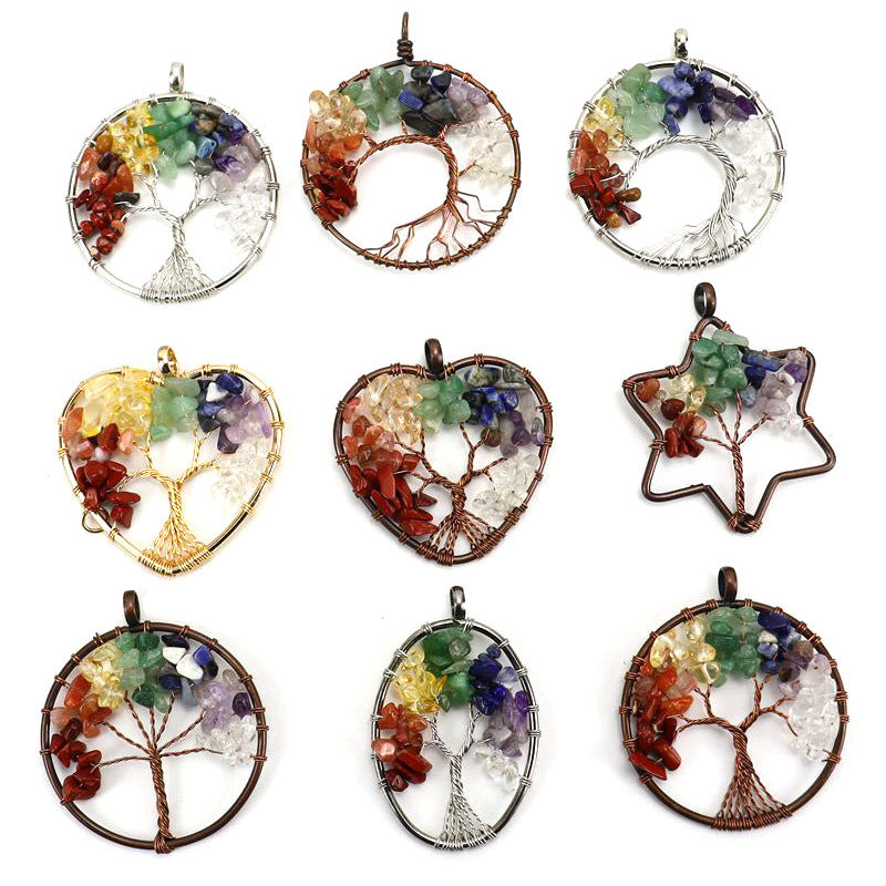 Gravel Crystal Lucky Tree Colorful Stone Pendant