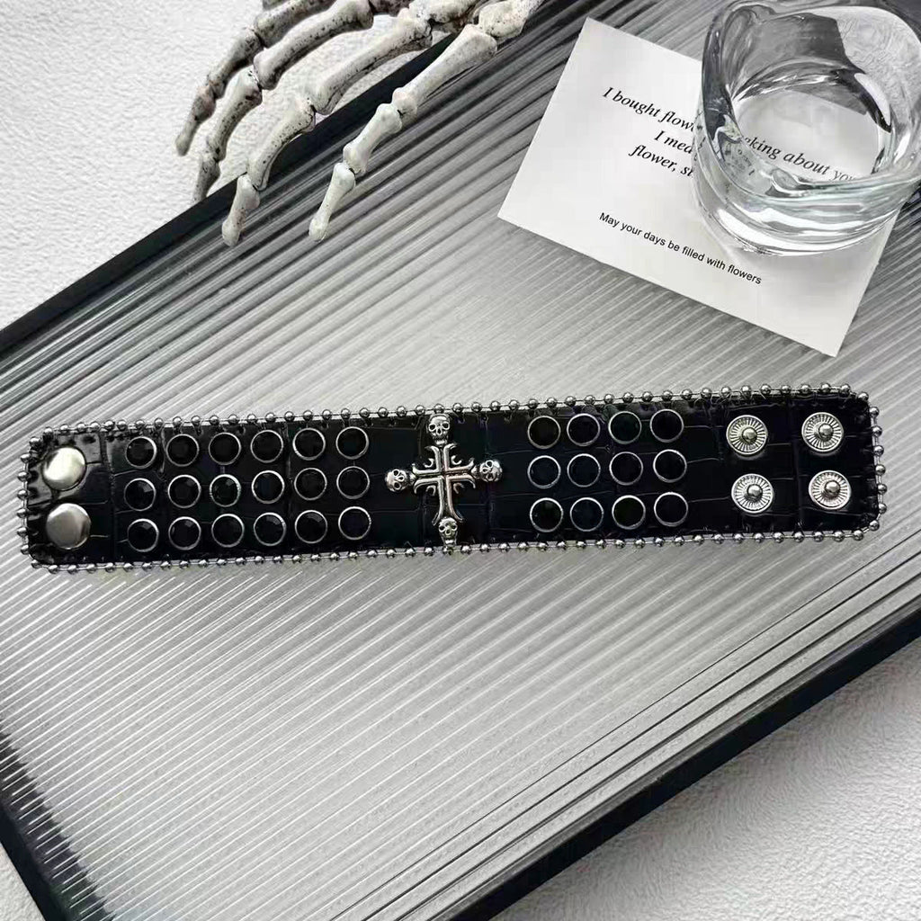 Dark Hot Style Leather Cross Retro Personality High Sense Fashionable Bracelets