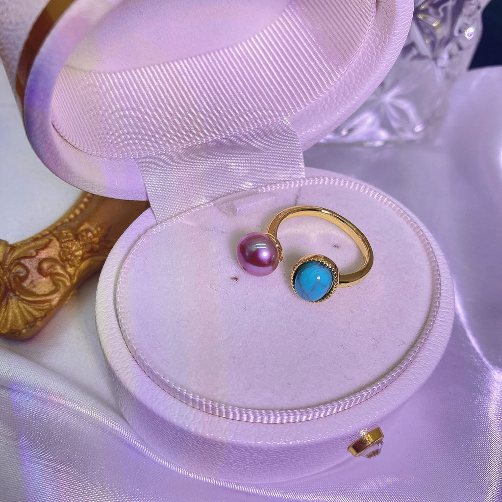 Hepburn Style Turquoise Natural Freshwater Pearl Jewelry Set