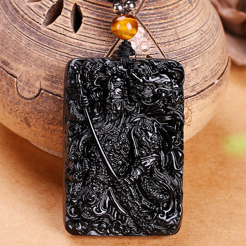Men's Natural Icy Dragon Yu God Of Pendant