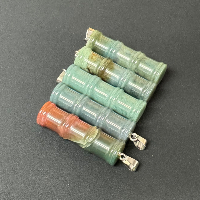 Bamboo Joint Natural Crystal Agate Stone Festival Pendants