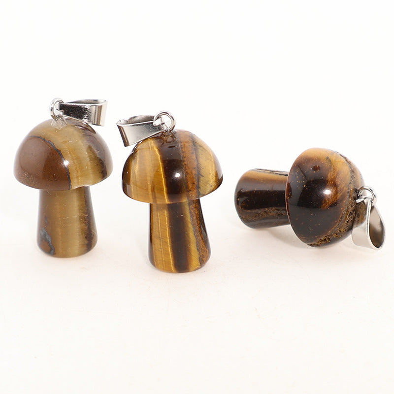 Natural Crystal Jade Mushroom Tigereye Pink Pendant